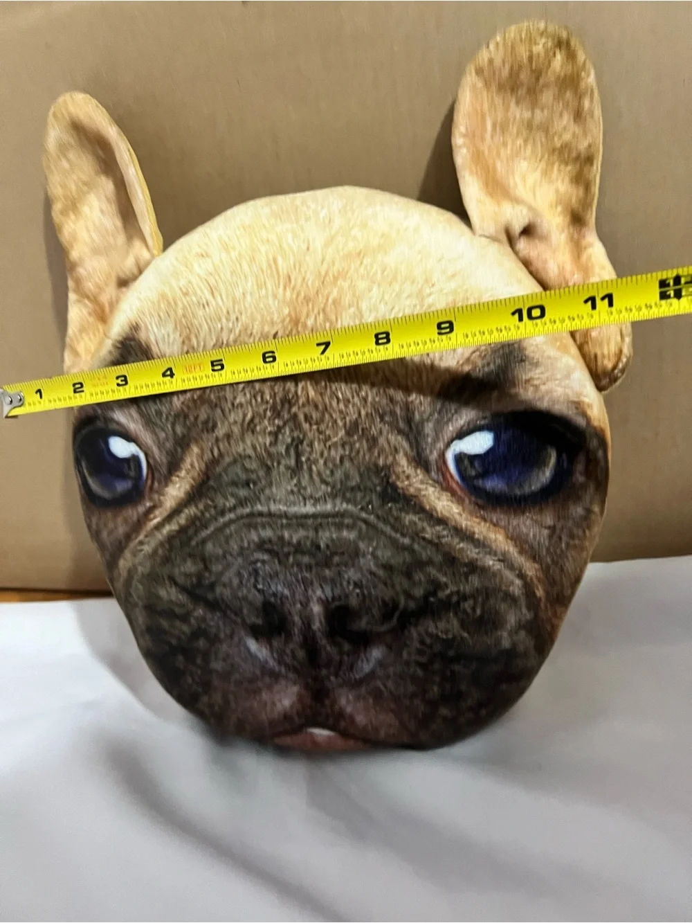 Realistic Pug Face Dog Pillow - Tan and Black Plush Pet Cushion